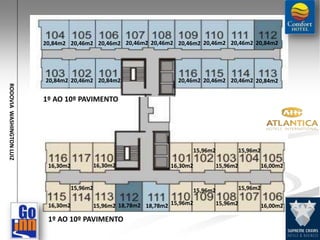 20,84m2 20,46m2 20,46m2 20,46m2 20,46m2 20,46m2 20,46m2 20,46m2 20,84m2




                          20,84m2 20,46m2 20,84m2                        20,46m2 20,46m2 20,46m2 20,84m2
RODOVIA WASHINGTON LUIZ




                          1º AO 10º PAVIMENTO




                                                                                 15,96m2             15,96m2

                           16,30m2             16,30m2                 16,30m2             15,96m2             16,00m2


                                     15,96m2                                     15,96m2             15,96m2

                           16,30m2             15,96m2 18,78m2 18,78m2 15,96m2             15,96m2             16,00m2

                           1º AO 10º PAVIMENTO
 