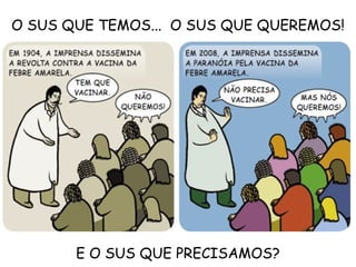 O SUS QUE TEMOS... O SUS QUE QUEREMOS! 
E O SUS QUE PRECISAMOS? 
 
