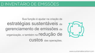 Sua função é ajudar na criação de
estratégias sustentáveis de
gerenciamento de emissões da
organização, e também na redução de
custos das operações.
 