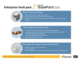 Enterprise Vault para  Symantec Enterprise Vault™ 10 Customer Presentation 