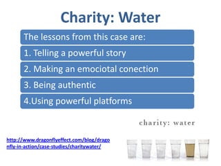 Charity: Waterhttp://www.dragonflyeffect.com/blog/dragonfly-in-action/case-studies/charitywater/