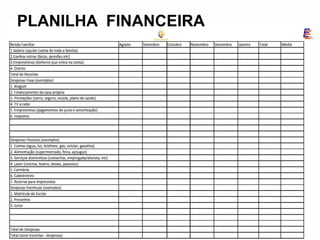 PLANILHA FINANCEIRA
 