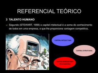  Segundo (STEWART, 1998) o capital intelectual é a soma do conhecimento
de todos em uma empresa, o que lhe proporciona vantagem competitiva.
3 TALENTO HUMANO
 