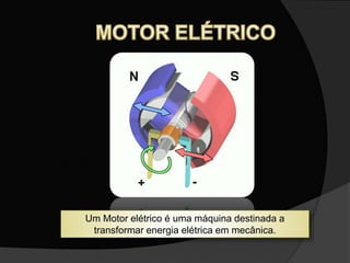 Um Motor elétrico é uma máquina destinada a
transformar energia elétrica em mecânica.
 
