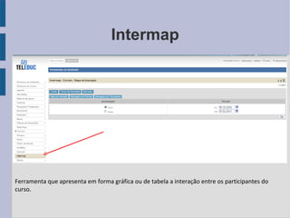 Intermap Ferramenta que apresenta em forma gráfica ou de tabela a interação entre os participantes do curso. 