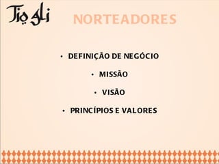 NORTEADORES DEFINIÇÃO DE NEGÓCIO MISSÃO VISÃO PRINCÍPIOS E VALORES 