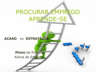 PROCURAR EMPREGO
       APRENDE-SE


ACASO   vs ESTRATÉGIA



    Plano de Procura
    Activa de Emprego
 