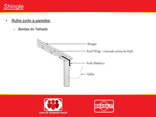 Shingle
• Rufos junto a paredes:
– Bordas do Telhado
 