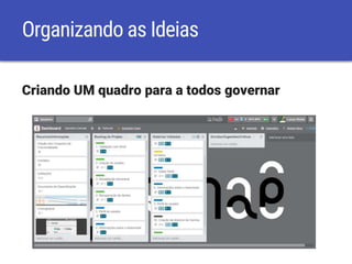 Organizando as Ideias
Criando UM quadro para a todos governar
 
