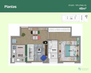 Plantas
STUDIO - TIPO (FINAL 03)
48m²
 