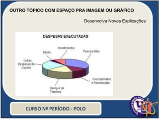 OUTRO TÓPICO COM ESPAÇO PRA IMAGEM OU GRÁFICO
Desenvolva Novas Explicações
CURSO Nº PERÍODO - POLO
 