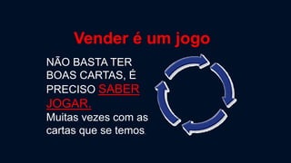 NÃO BASTA TER
BOAS CARTAS, É
PRECISO SABER
JOGAR.
Muitas vezes com as
cartas que se temos.
Vender é um jogo
 