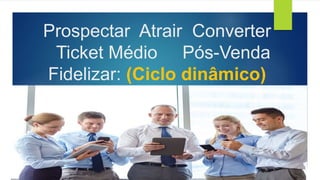 Prospectar Atrair Converter
Ticket Médio Pós-Venda
Fidelizar: (Ciclo dinâmico)
 