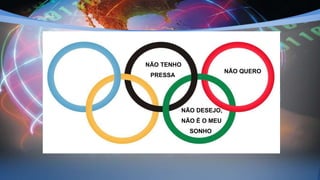 NÃO PRECISO
NÃO TENHO
DINHEIRO
NÃO TENHO
PRESSA
NÃO DESEJO,
NÃO É O MEU
SONHO
NÃO QUERO
 