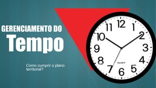 Tempo
GERENCIAMENTO DO
Como cumprir o plano
territorial?
 