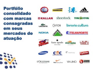 Portfólio
consolidado
com marcas
consagradas
em seus
mercados de
atuação
 
