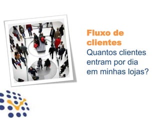Fluxo de
clientes
Quantos clientes
entram por dia
em minhas lojas?
 