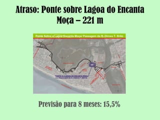 Atraso: Ponte sobre Lagoa do Encanta
            Moça – 221 m




      Previsão para 8 meses: 15,5%
 
