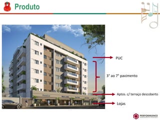 Produto 
Lojas 
3°ao 7°pavimento 
PUC 
Aptos. c/ terraçodescoberto  