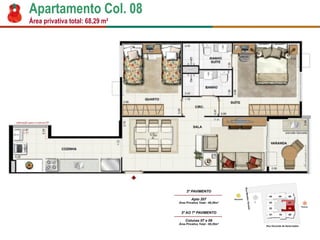 Apartamento Col. 08 
Área privativa total: 68,29 m²  