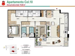 Apartamento Col.10 
Área privativa total: 79,00 m²  