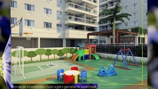 Recreação infantil com chute a gol e garrafão de basketball
 