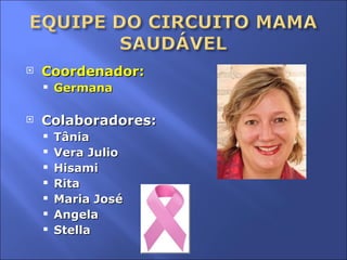 Coordenador: Germana Colaboradores: Tânia Vera Julio Hisami Rita Maria José  Angela Stella 