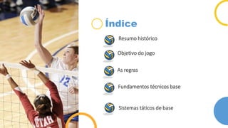 Resumo histórico
Índice
Fundamentos técnicos base
Objetivo do jogo
Sistemas táticos de base
As regras
 