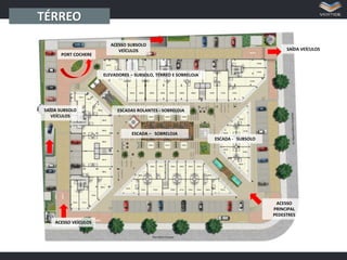 TÉRREO
PORT COCHERE

ACESSO SUBSOLO
VEÍCULOS

SAÍDA VEÍCULOS

ELEVADORES – SUBSOLO, TÉRREO E SOBRELOJA

SAÍDA SUBSOLO
VEÍCULOS

ESCADAS ROLANTES - SOBRELOJA

ESCADA – SOBRELOJA
ESCADA - SUBSOLO

ACESSO
PRINCIPAL
PEDESTRES
ACESSO VEÍCULOS

 