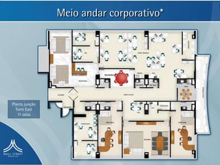 Meio andar corporativo*




Planta junção
  Torre East
   11 salas
 