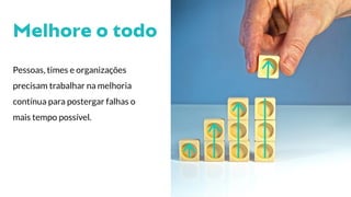 Pessoas, times e organizações
precisam trabalhar na melhoria
contínua para postergar falhas o
mais tempo possível.
 