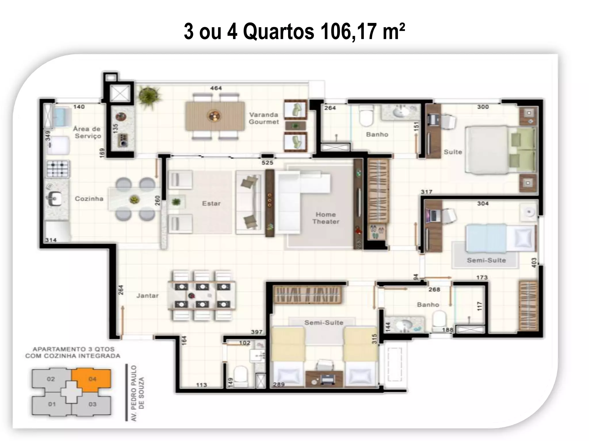 3 ou 4 Quartos 106,17 m²