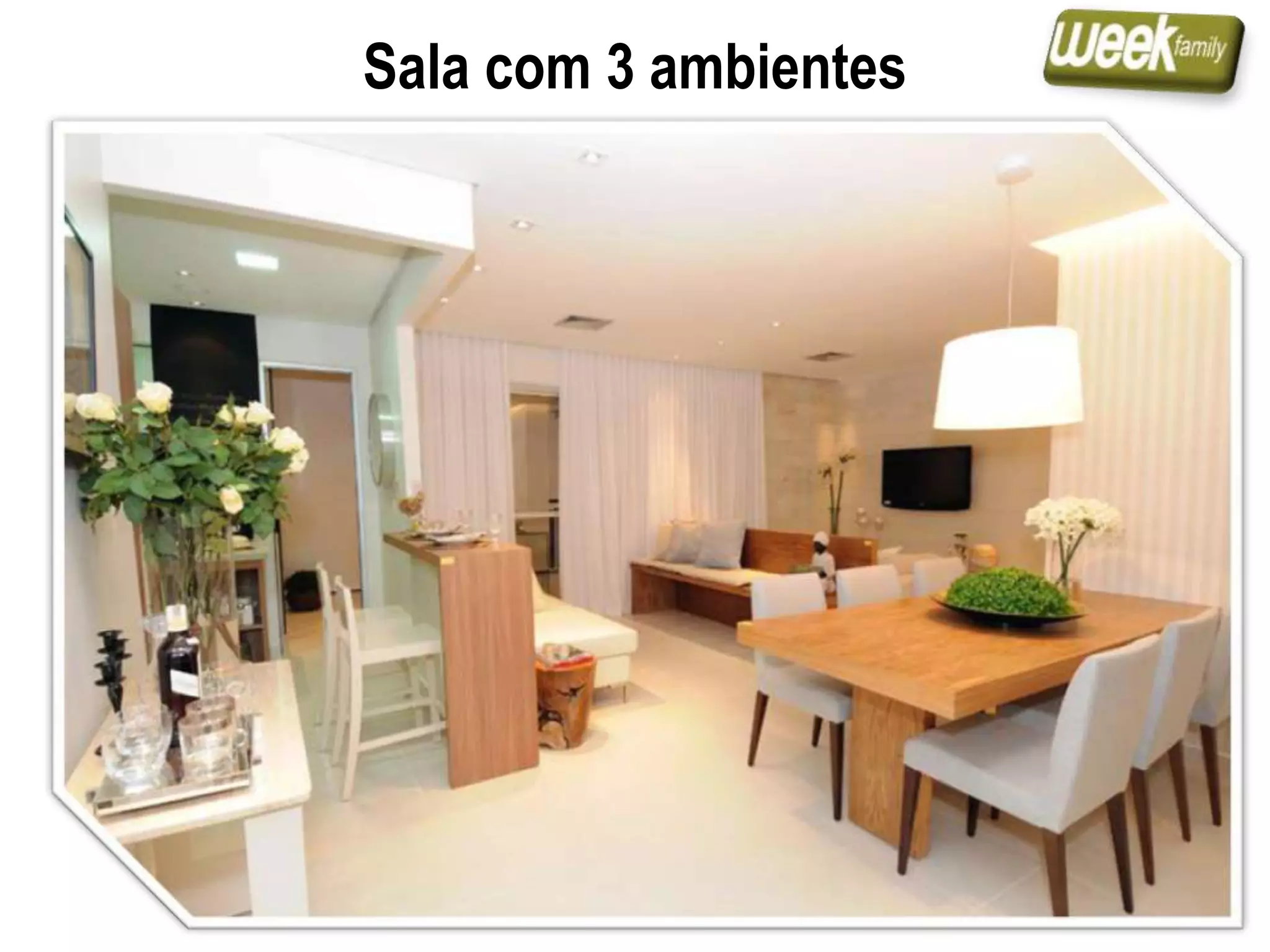 Sala com 3 ambientes