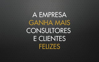 A EMPRESA
GANHA MAIS
CONSULTORES
E CLIENTES
FELIZES