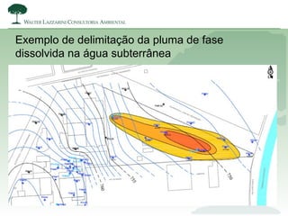 Exemplo de delimitação da pluma de fase
dissolvida na água subterrânea
 