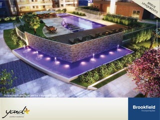 Perspectiva ilustrada da piscina e espelho d’água
 