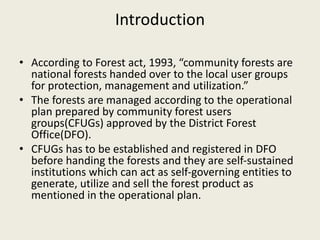 A presentation on community forest | PPTX