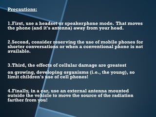 A presentation on hazards of cell phones | PDF