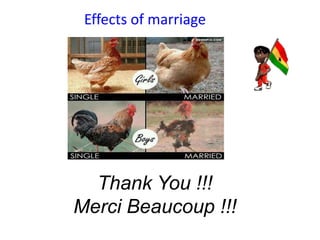 Thank You !!!
Merci Beaucoup !!!
Effects of marriage
 