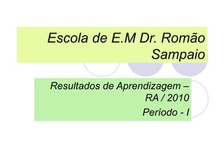 Escola de E.M Dr. Romão Sampaio Resultados de Aprendizagem – RA / 2010 Período - I 