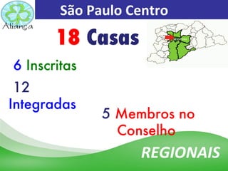 São Paulo Centro
       18 Casas
6 Inscritas
 12
Integradas
              5 Membros no
                Conselho
                    REGIONAIS
                 Censo Mocidade 2009
 