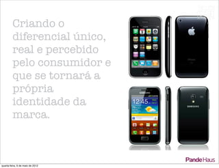 Criando o
         diferencial único,
         real e percebido
         pelo consumidor e
         que se tornará a
         própria
         identidade da
         marca.



quarta-feira, 9 de maio de 2012
 