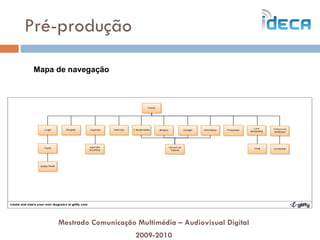 Pré-produção Mestrado Comunicação Multimédia – Audiovisual Digital 2009-2010 Mapa de navegação  