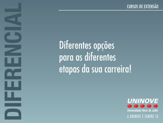 DIFERENCIAL
                                   CURSOS DE EXTENSÃO




              Diferentes opções
              para as diferentes
              etapas da sua carreira!
 