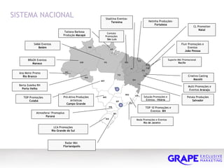 Suporte Mkt Promocional Recife Tatiana Barbosa Produção  Macapá TOP 10 Promoções e Eventos-  BH Atmosfera/ Promoplus Paraná TOP Promoções Cuiabá SAMA Eventos Belém Multi Promoções e Eventos  Aracaju Pró-Ativa Produções Artisticas Campo Grande Fluir Promoções e Eventos João Pessoa Netinha Produções-  Fortaleza Radar Mkt  Florianópolis Criativa Casting  Maceió BRAZK Eventos Manaus CL Promotion  Natal Moda Promoções e Eventos  Rio de Janeiro Petala Produções  Salvador Solução Promoções e Eventos -  Vitória Sisaltina Eventos-  Teresina Contato Promoções São Luis LCA Promoções Rio Grande do Sul Ana Meire Promo Rio Branco Berta Zuleika RH Porto Velho SISTEMA NACIONAL 