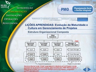 LIÇÕES APRENDIDAS: Evolução da Maturidade e
Cultura em Gerenciamento de Projetos
Estrutura Organizacional Composta
 