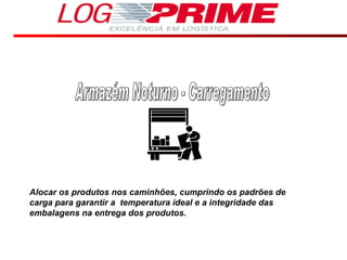 Armazém Noturno - Carregamento Alocar os produtos nos caminhões, cumprindo os padrões de carga para garantir a  temperatura ideal e a integridade das embalagens na entrega dos produtos. 