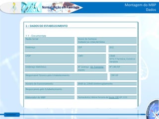 Farm Waine Souza
Normalização em Farmácia
Montagem do MBP
Dados
 