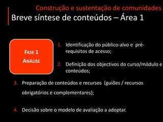 Construção e sustentação de comunidadesBreve síntese de conteúdos – Área 1