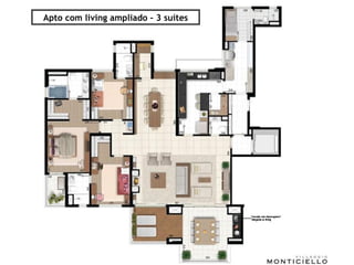 Apto com living ampliado – 3 suítes 